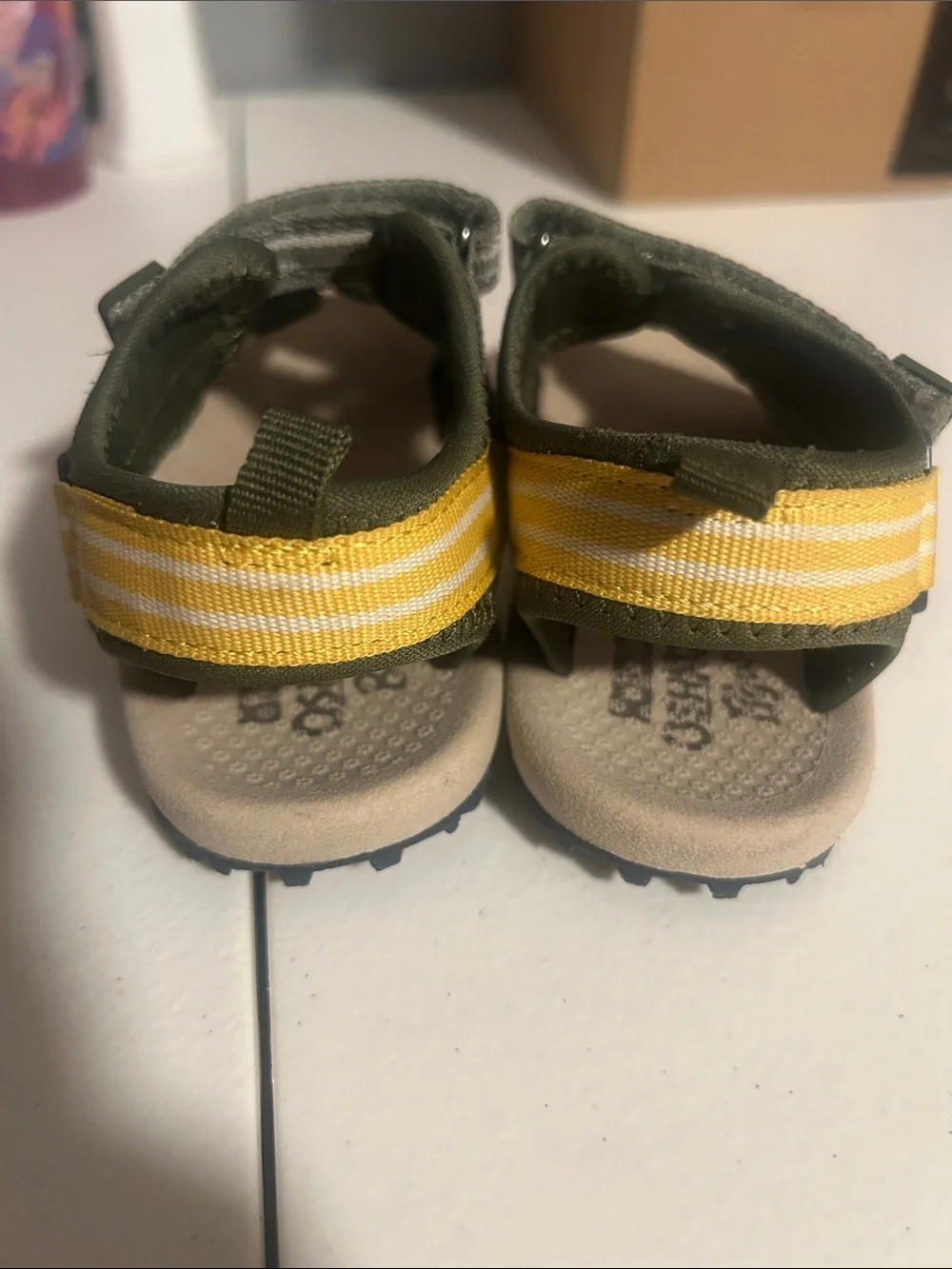 OshKosh B'gosh Olive Green Sandals with Navy and Gray Straps